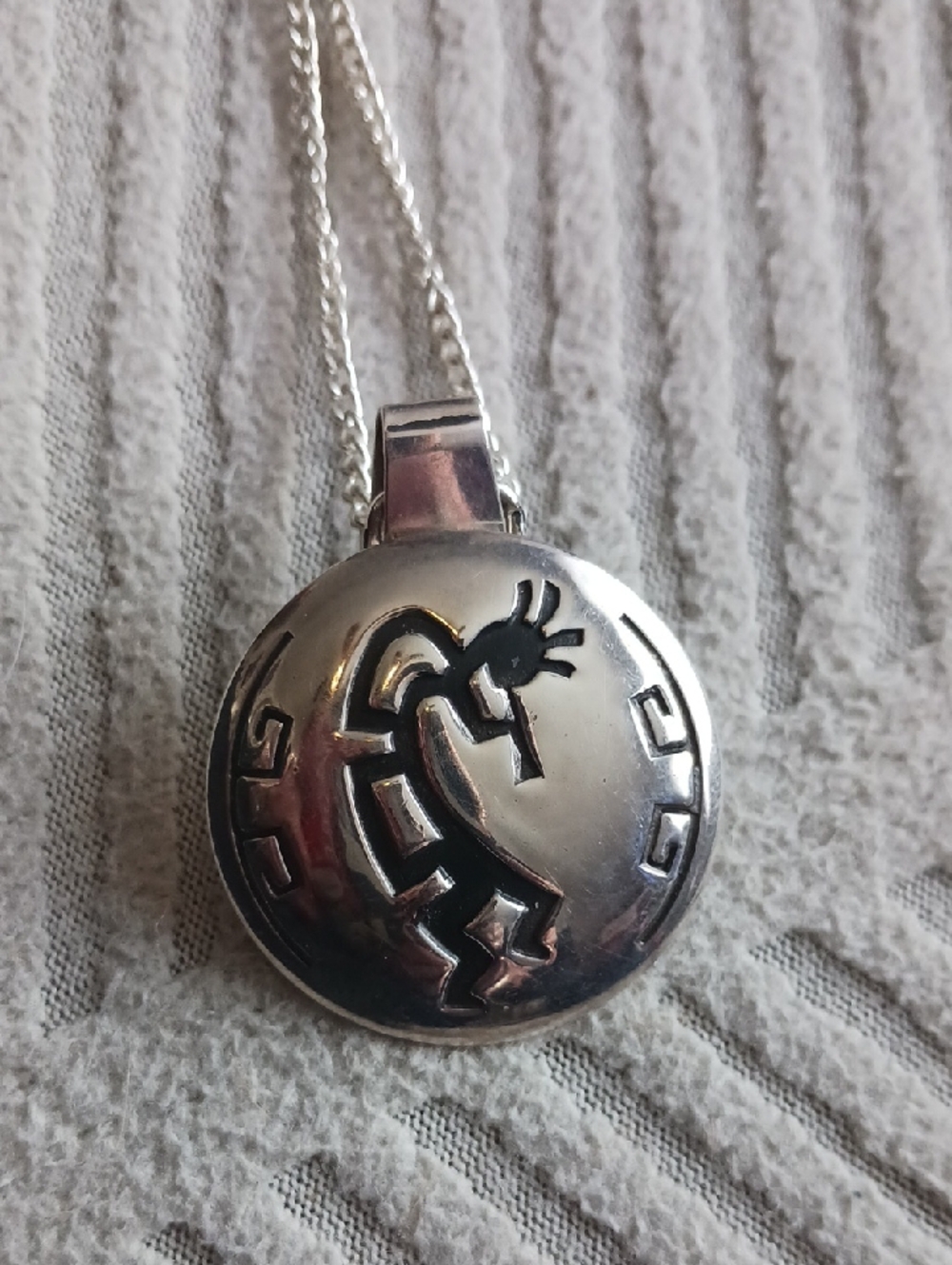 Silver Kokopelli Pendant Necklace